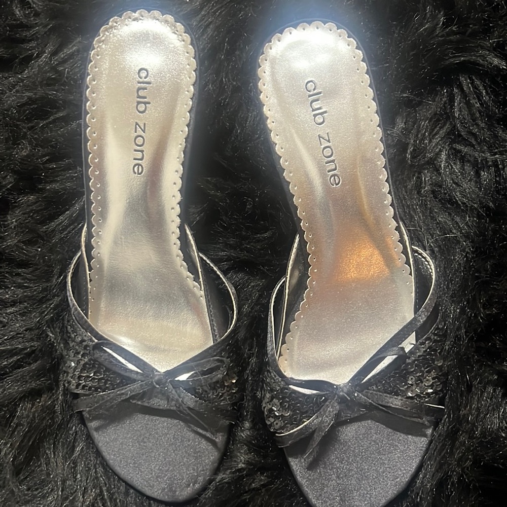 Y2k Black Kitten Heels with Sequins